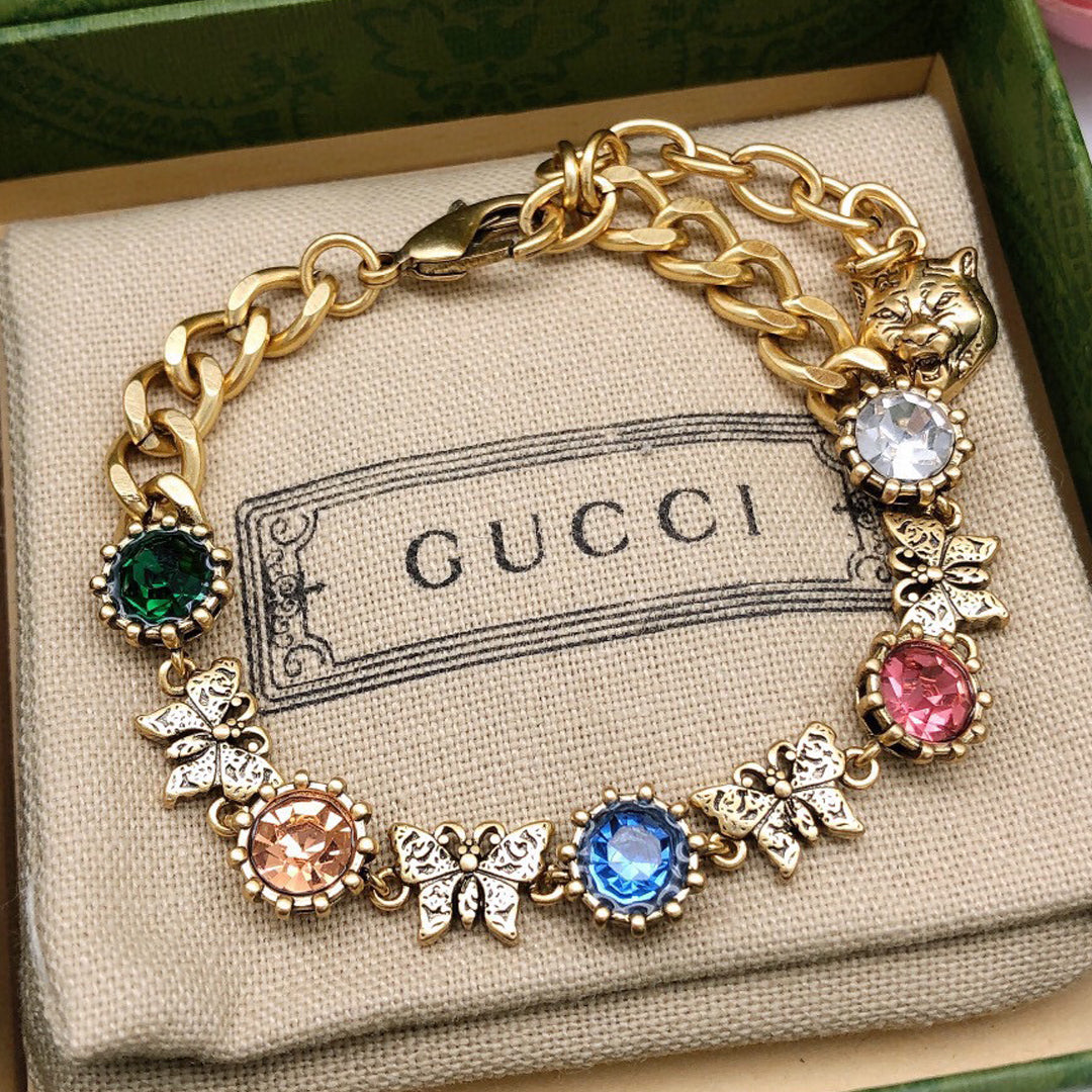 18K Gucci Interlocking G Crystals Bracelet