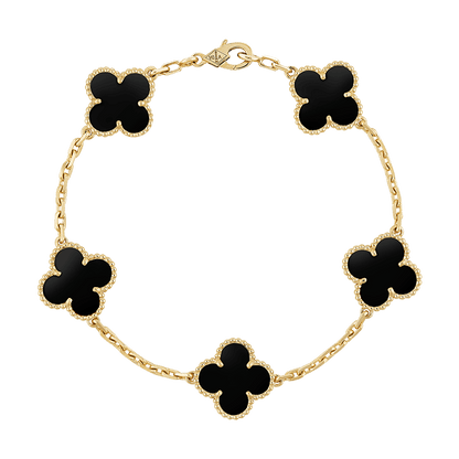 18K Van Cleef & Arpels Vintage Alhambra Five Motifs Black Bracelet