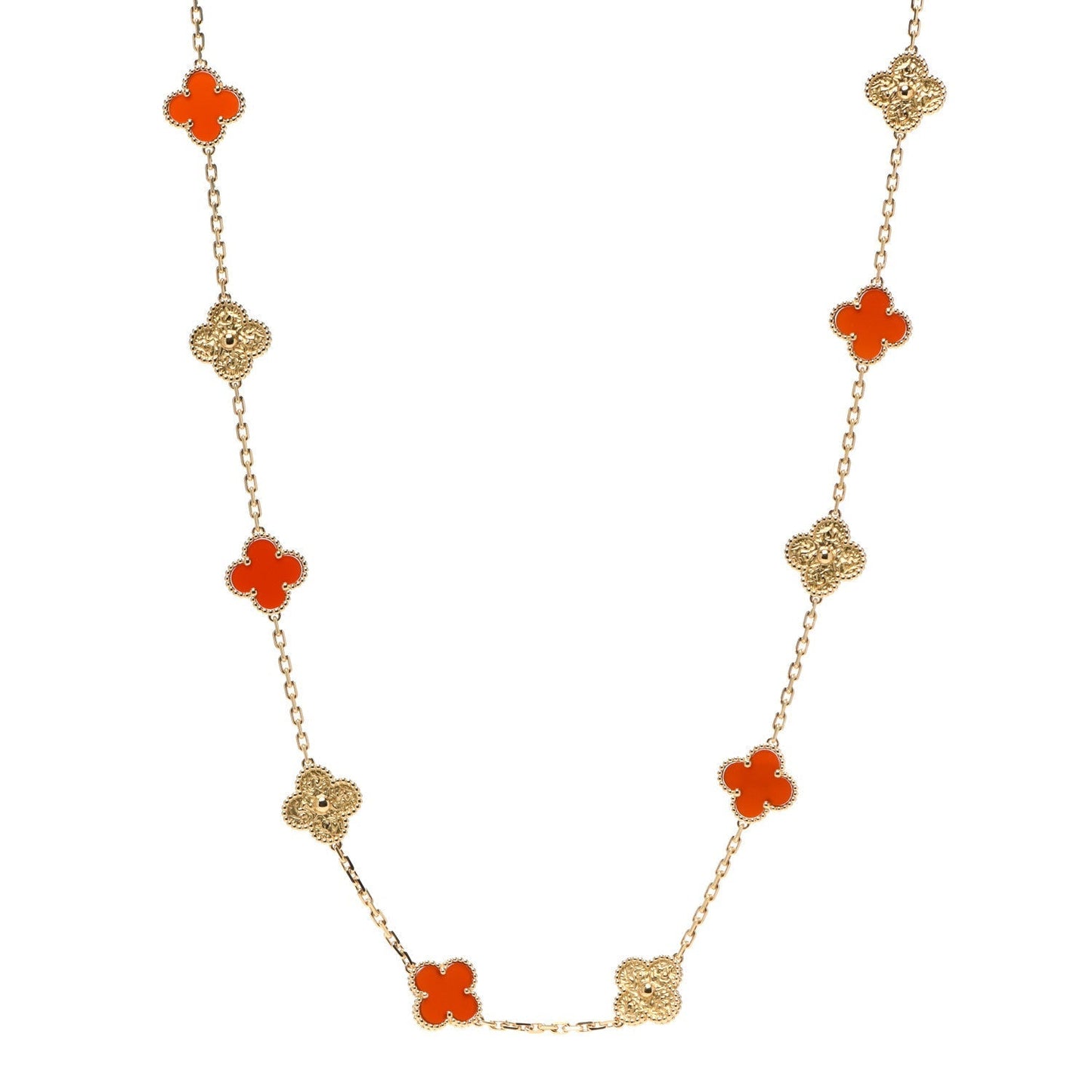 18K Van Cleef & Arpels Vintage Alhambra 20 Motifs Long Necklace