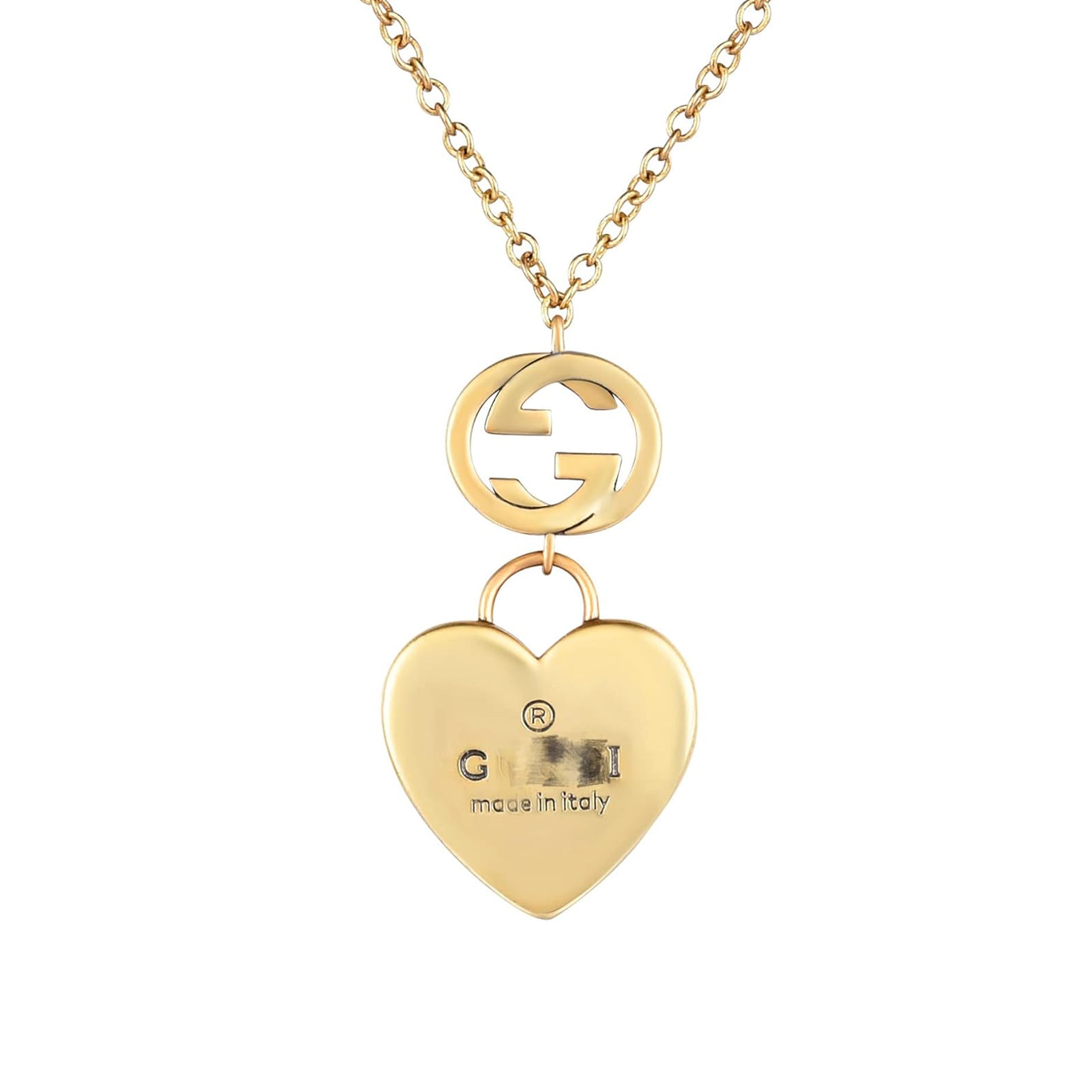 18K GUCCI Double G Heart Pendant Necklace