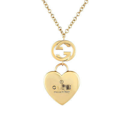 18K GUCCI Double G Heart Pendant Necklace