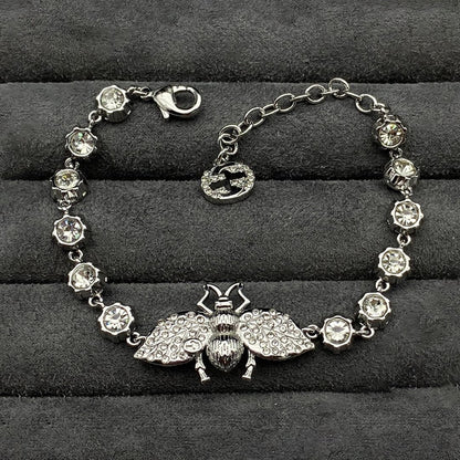 Gucci Interlocking G Bee Crystals Bracelet