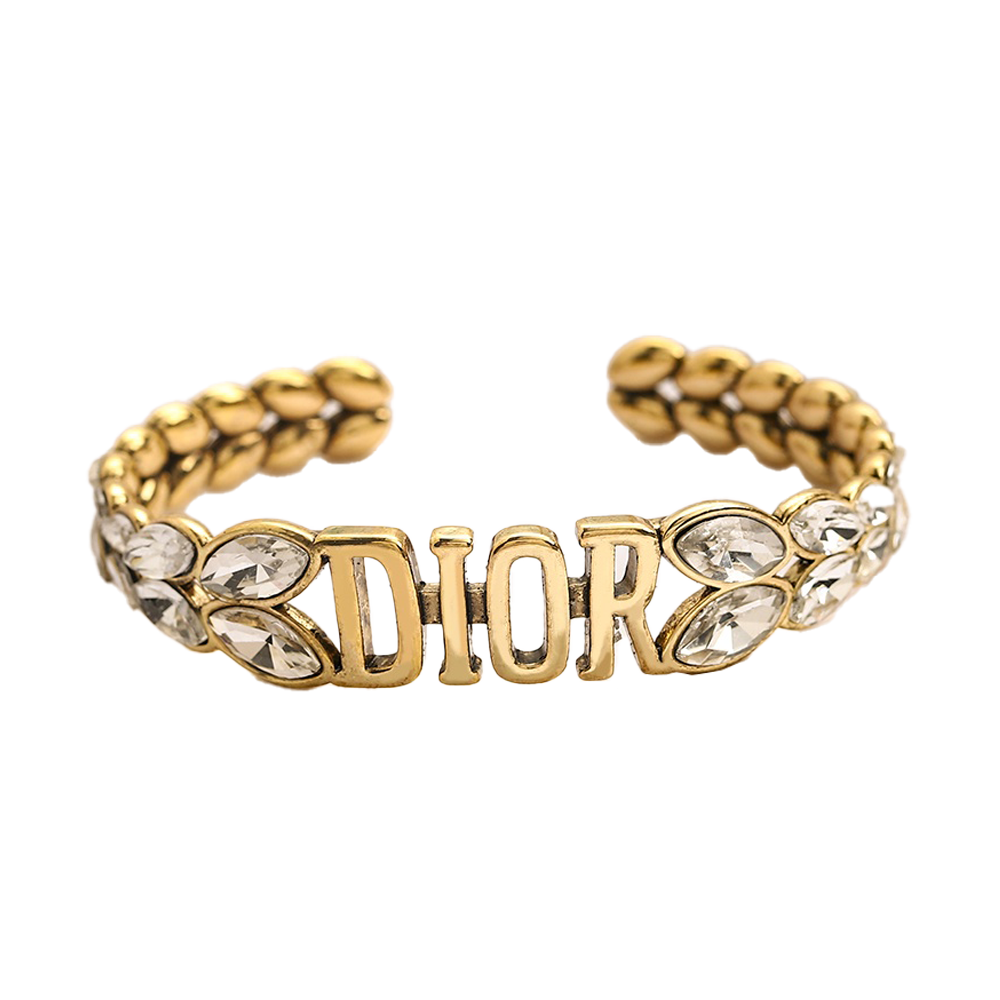 18K Dior Crystal Open Cuff Bracelet