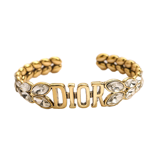 18K Dior Crystal Open Cuff Bracelet