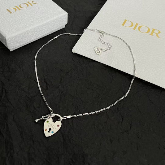 18K CD Heart Key Pendant Necklace