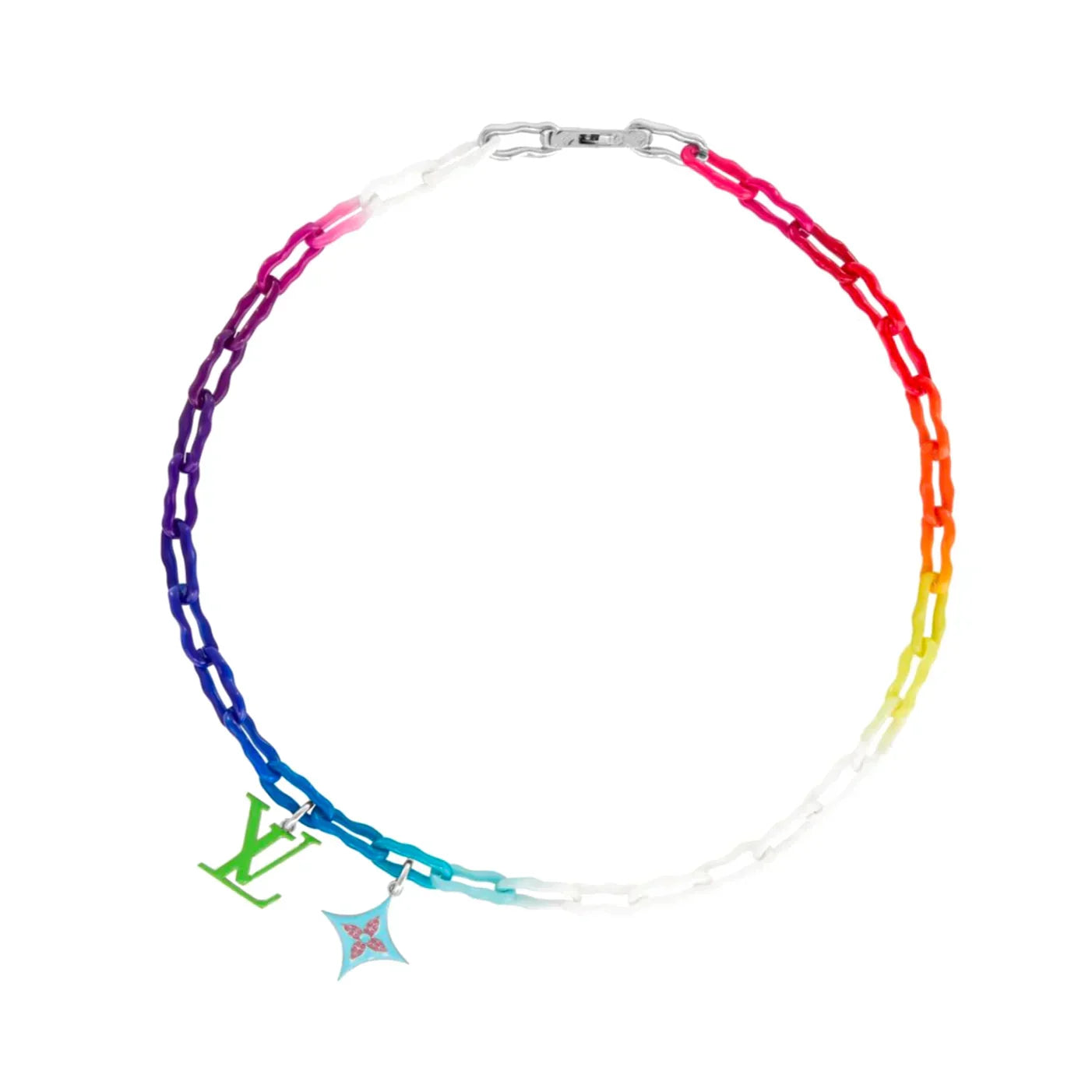 Collier chaîne en céramique arc-en-ciel Louis 18 carats