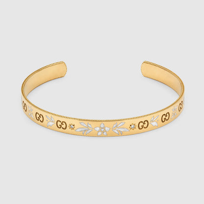 18K Gucci Icon Blossom Enamel Bangle Bracelet