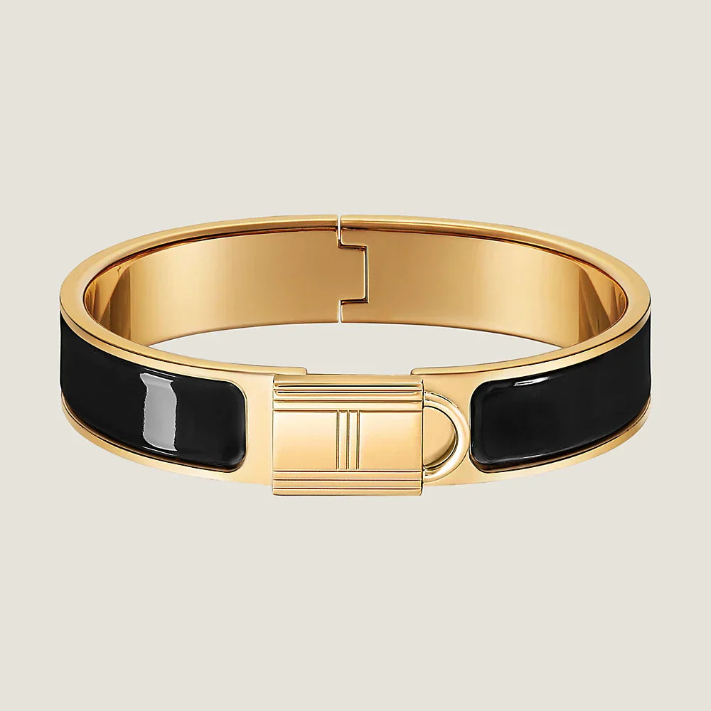 18K Hermes Clic Cadenas Black Bracelet