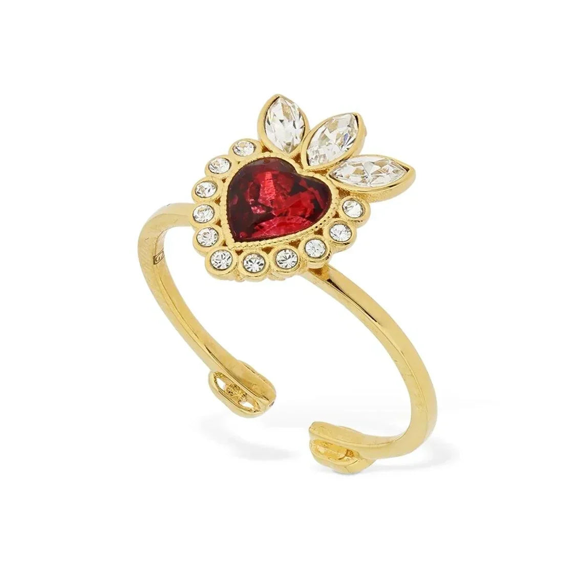 18K Double G Crystal Heart Ring