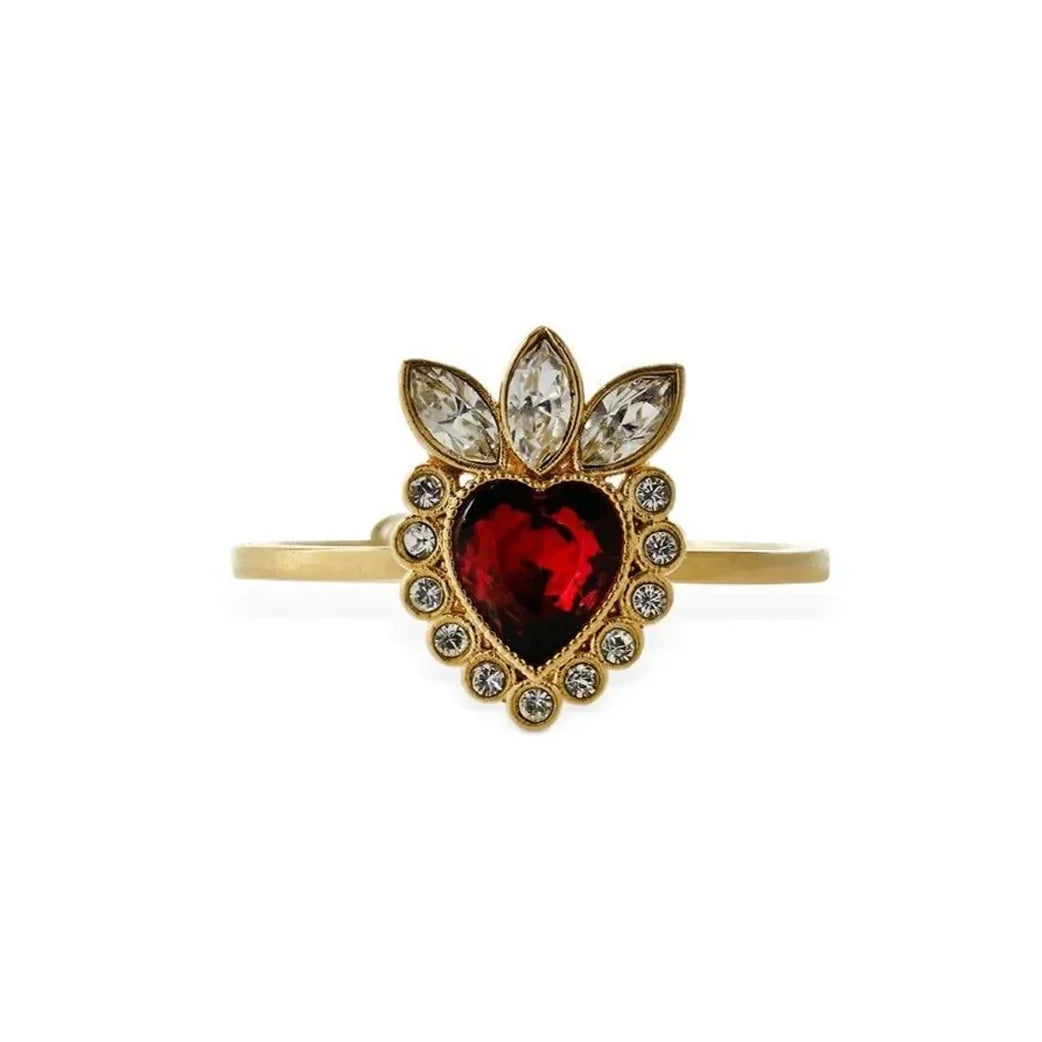 18K Double G Crystal Heart Ring