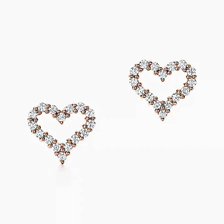 Boucles d'oreilles en or rose 18 carats avec diamants T Heart