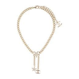 18K CHANEL CC Rhinestone Star Chain Necklace