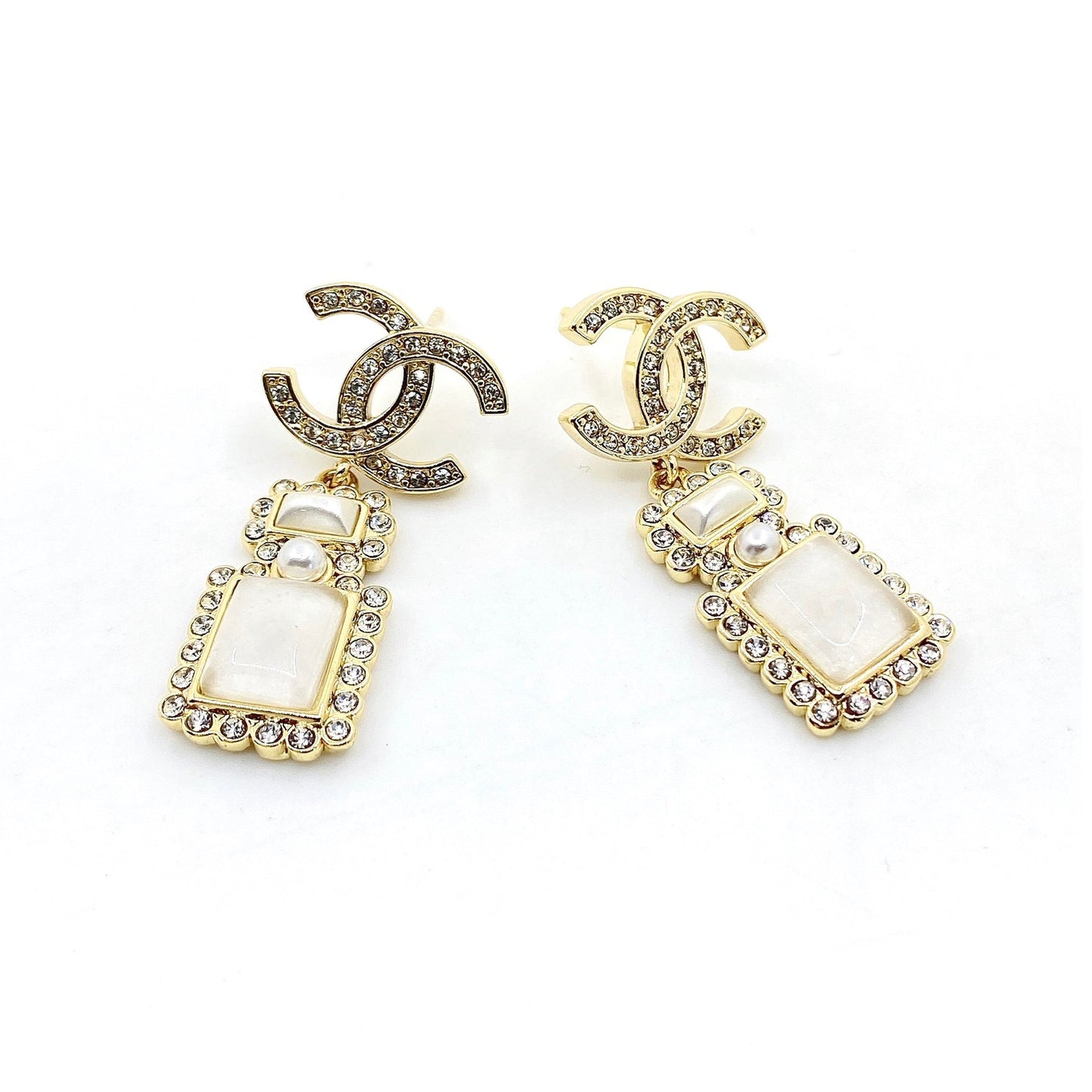 18k CHANEL CC Perfume Bottle Earrings