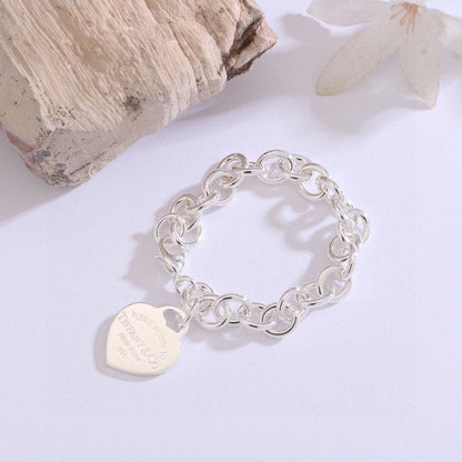 18K T Heart Tag Gold Bracelet