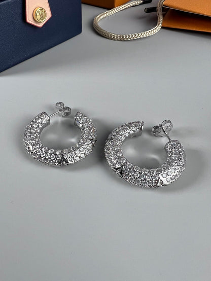 18k Louis Circle Diamonds Earrings