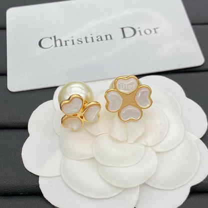 18K CD Clover Pearl Earrings