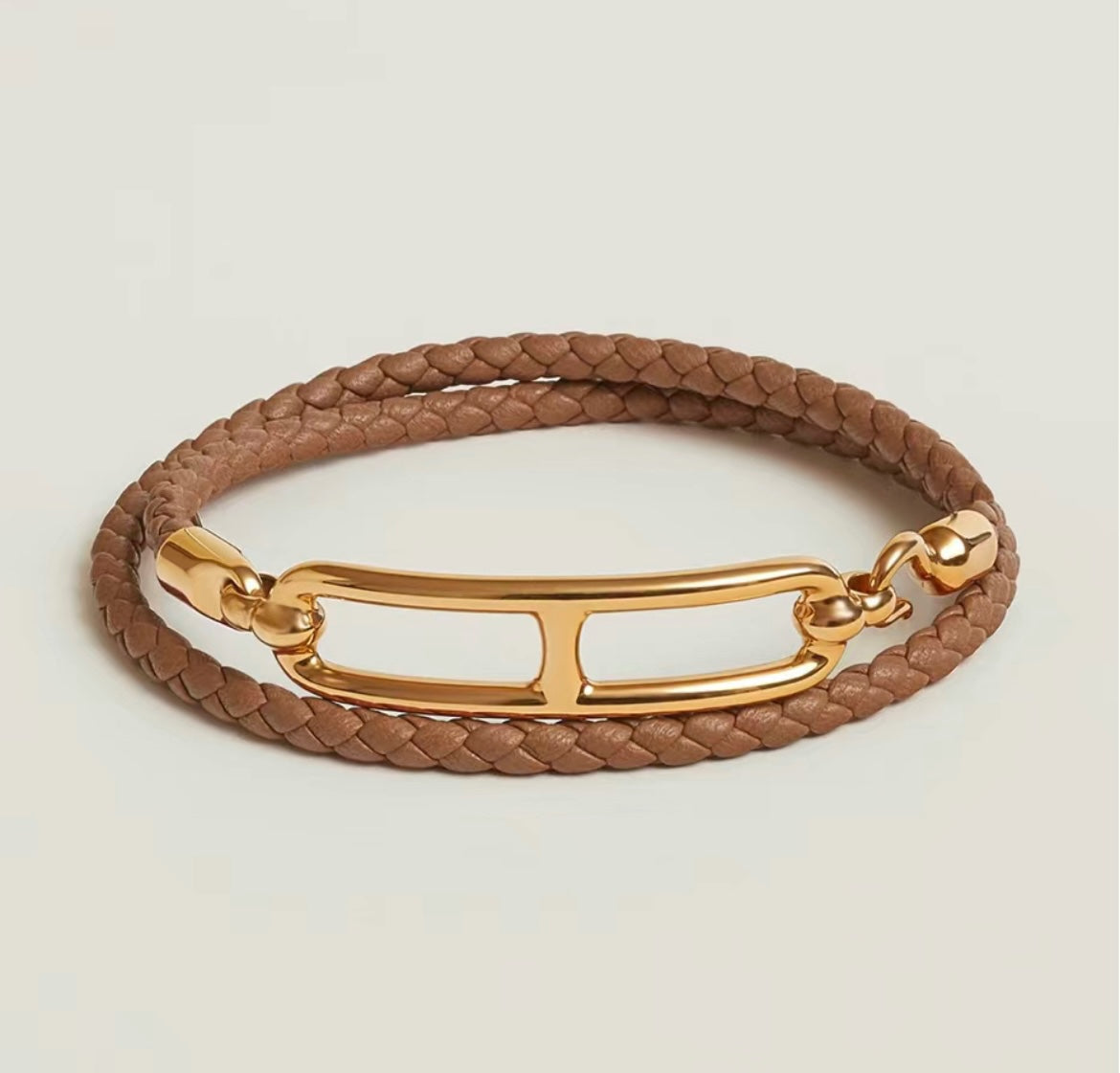 Bracelet Roulis Double Tour Marron H 18K