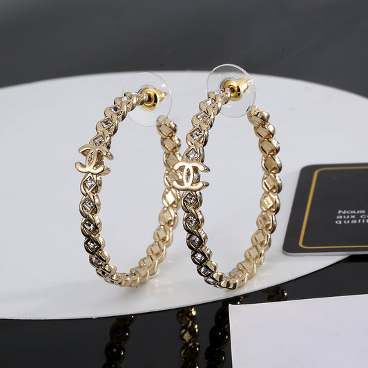 18K CHANEL CC Crystal Earrings