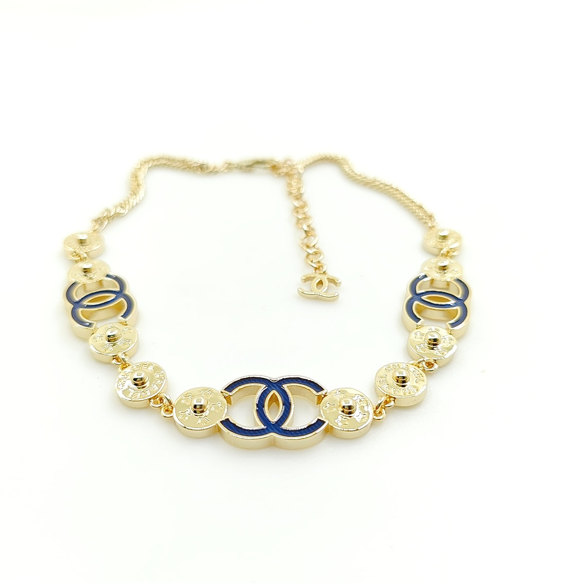 18K CHANEL Blue CC Choker Necklace