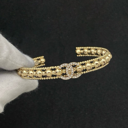 18K CC Hollow Diamond Gold Bracelet