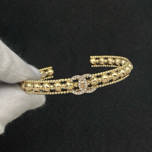 18K CC Hollow Diamond Gold Bracelet
