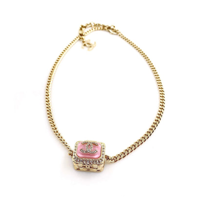 18K CHANEL CC Pink Resin Chain Necklace