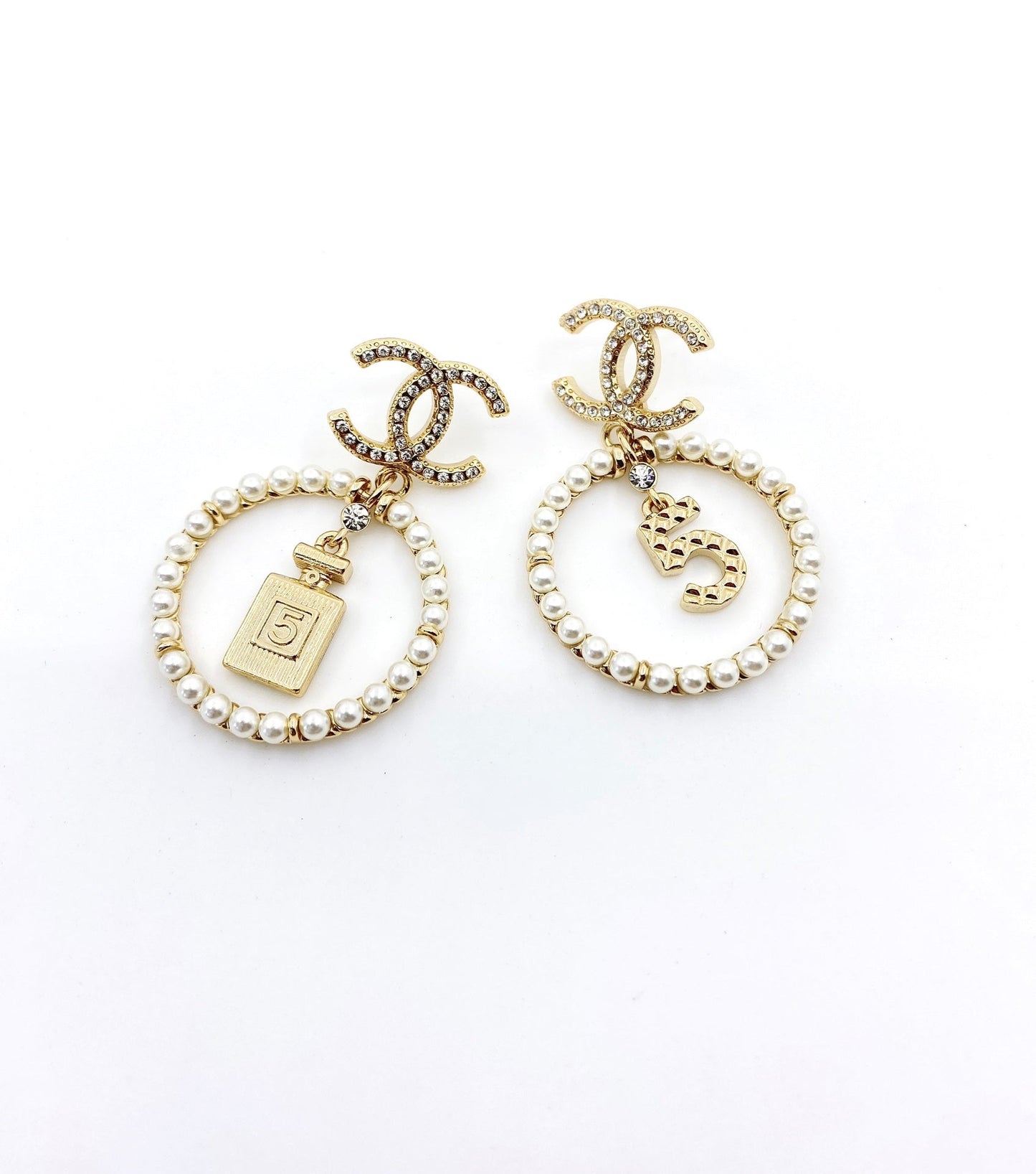 Boucles d'oreilles flacon de parfum 18K CC No.5