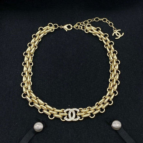18K CC Choker Chain Diamond Necklace