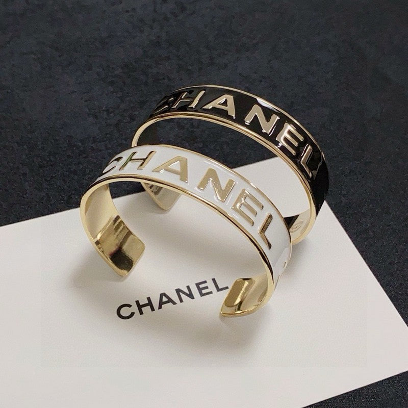 CC Black & White Wide Cuff Bracelet