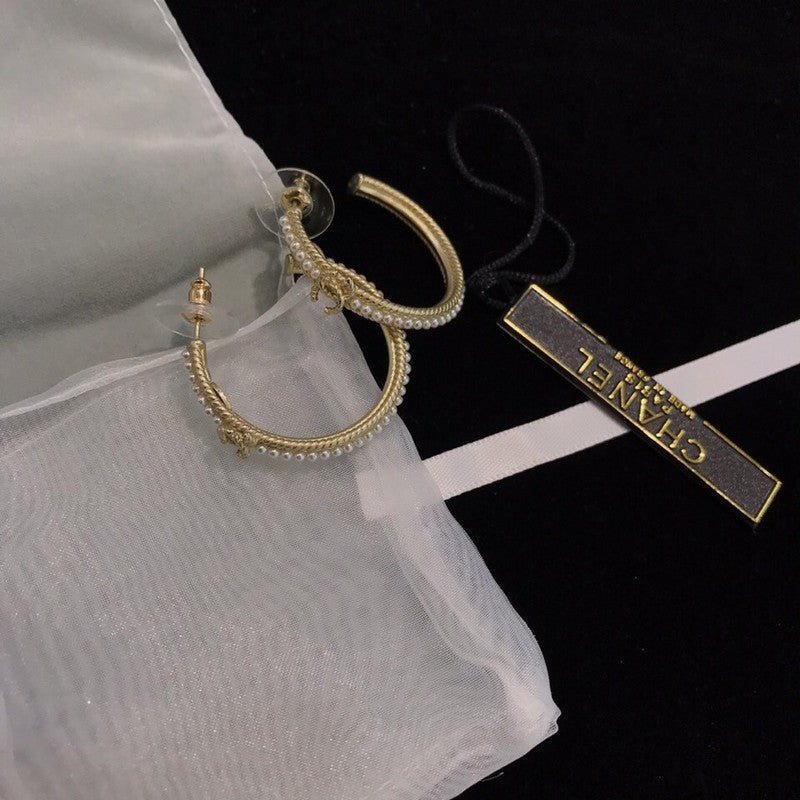 CC Pave Pearl Gold Earrings