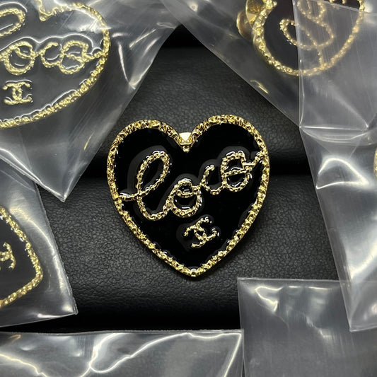 18K CC Black Heart Brooch