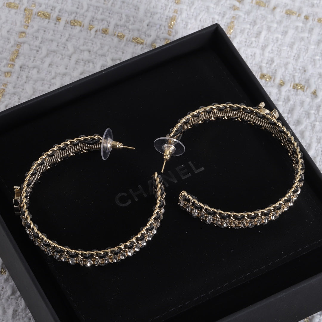 Boucles d'oreilles chaîne en cuir 18 carats CC