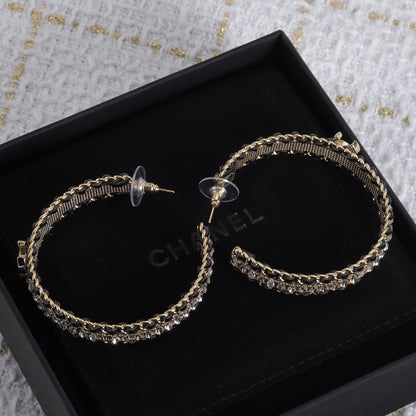 18K CC Leather Chain Earrings