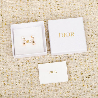 18K CD Flower Rose Gold Earrings