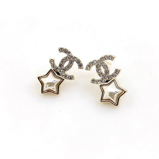 18K CHANEL CC Star Crystals Earrings