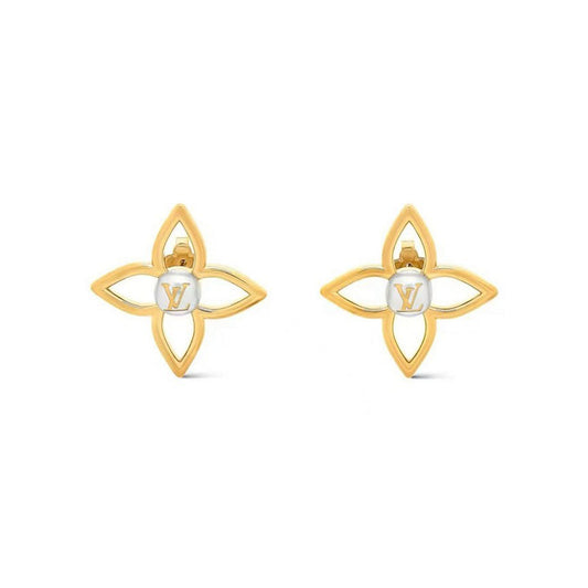 18K Louis Pearly Flower Earrings