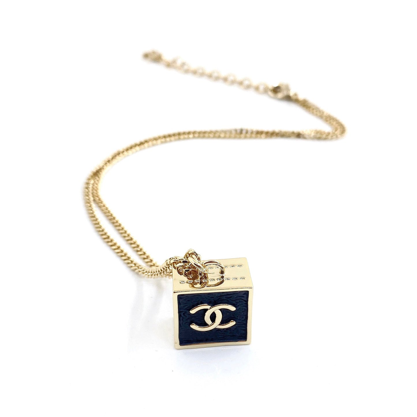 18K CHANEL CC Square Pendant Necklace