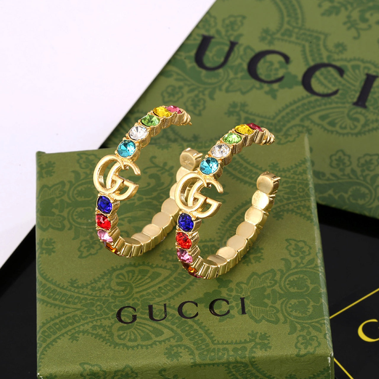 18K GUCCI Double G Circle Earrings