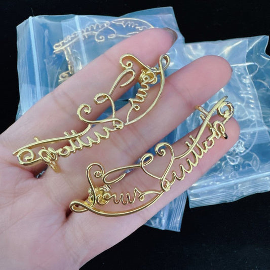 18K Louis Script Gold Earrings