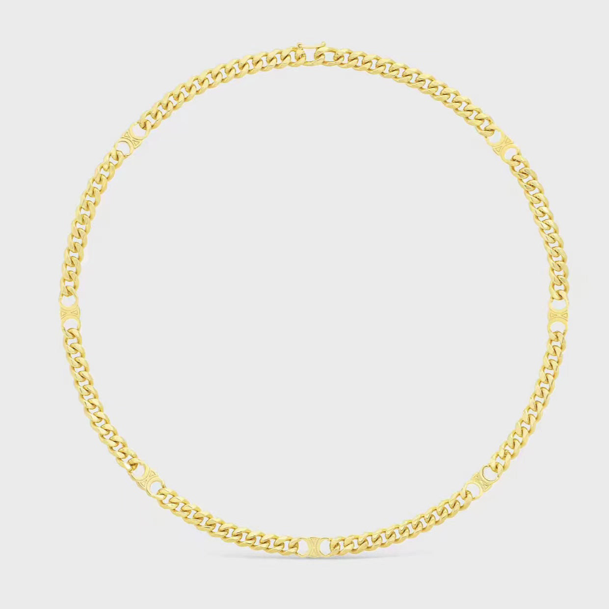 18K Celine Triomphe Gourmette Chain Necklace