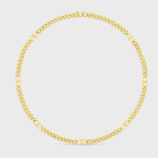 18K Celine Triomphe Gourmette Chain Necklace