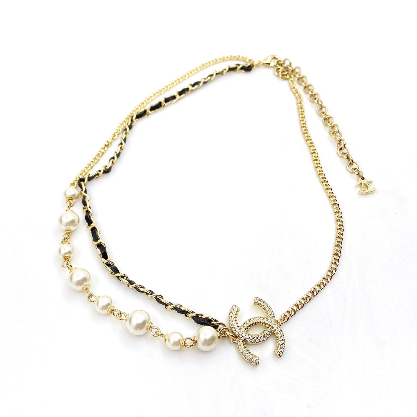 18K CHANEL Pearls Strass Choker Necklace