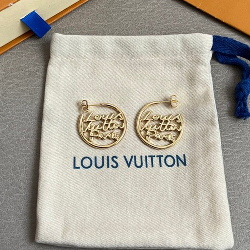 Louis Script Gold Earrings