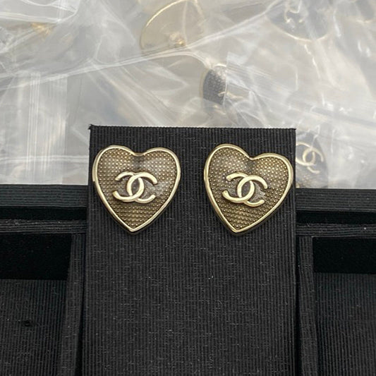 18K CC Grey Heart Earrings