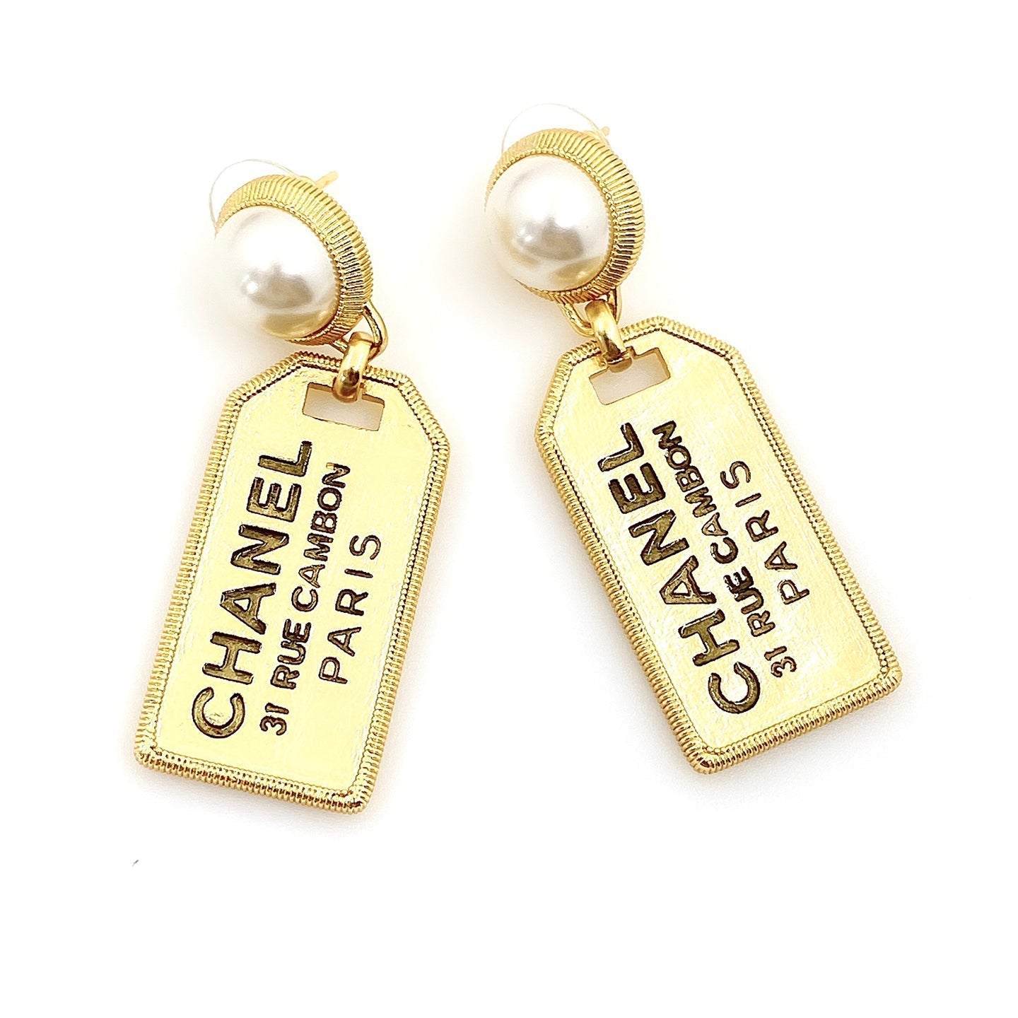 18k CHANEL CC Pearl Earrings