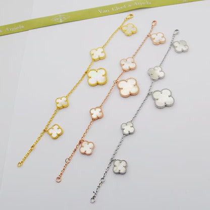 18K Magic Alhambra Five Pearls Motifs Clover Bracelet