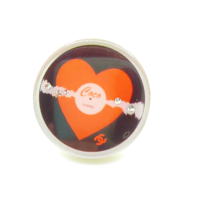 18K CHANEL Red Heart Resin Brooch