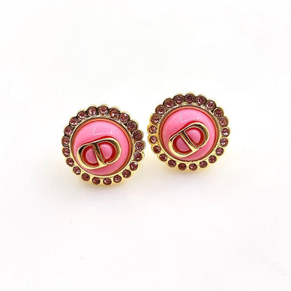 18k CHANEL CC Pink Crystal Earrings