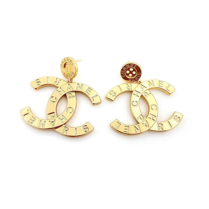 18k CHANEL CC Drop Pendant Earrings