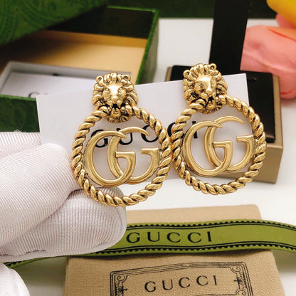 18K GUCCI Double G Pendant Earrings